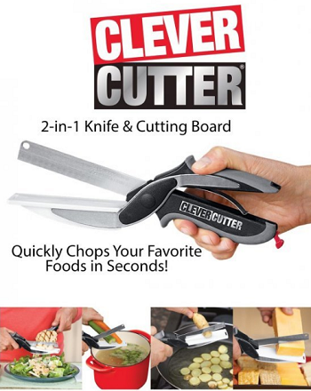 Kuhinjske makaze 2u1 - Nož i daska za sečenje Clever cutter_3