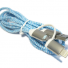 USB data kabal METAL pertla micro 2u1 1.5m plavi