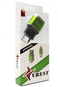 Kucni punjac VBEST za Iphone lightning 2xUSB-2.1A zeleni 3
