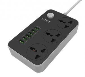 Produzni kabal LDNIO SC3604 2m 3xAC (250V-10A) + 6xUSB (5V-3.4A) crni