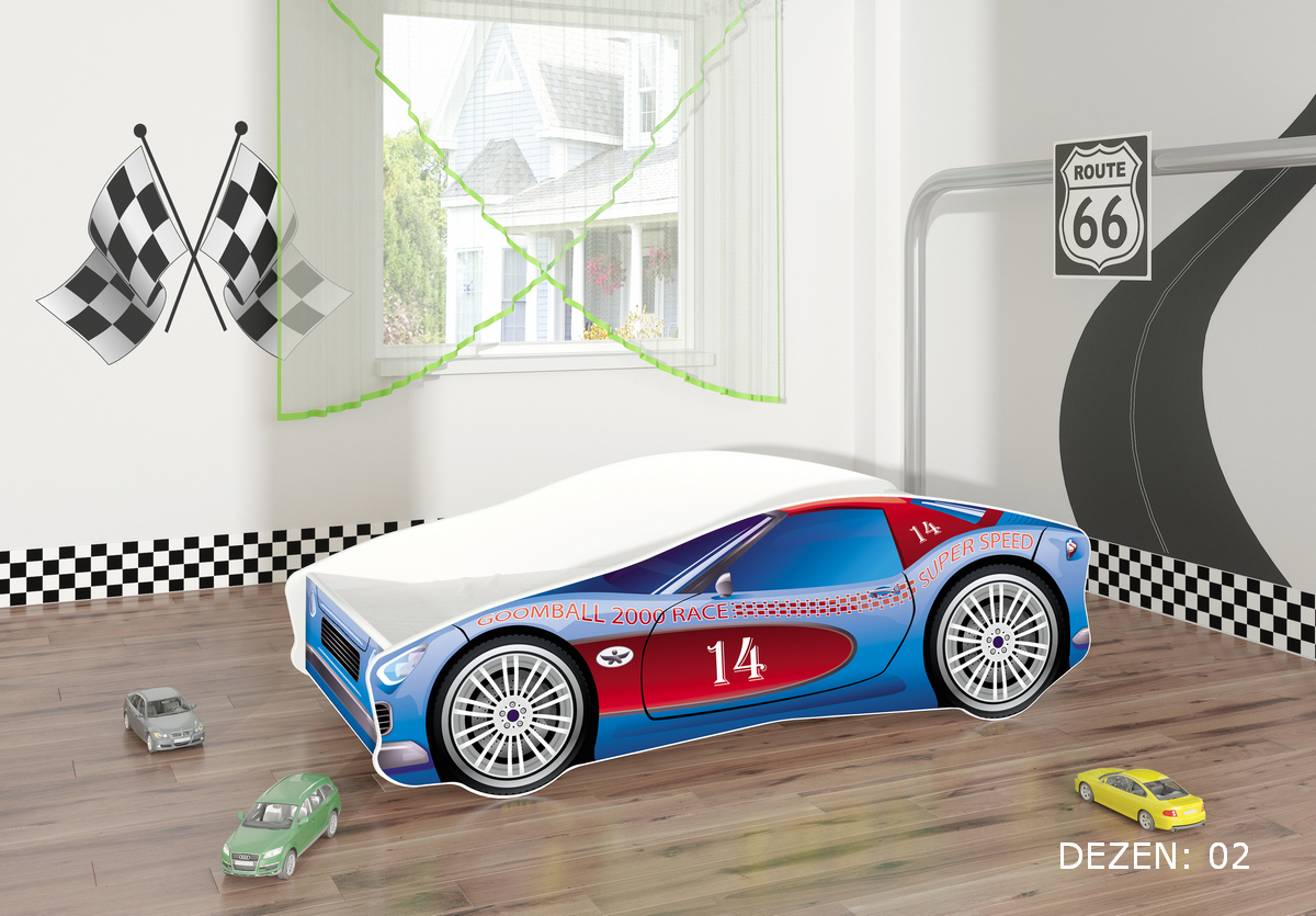 kreveti za decu automobil 160x80 dezen 2 manja