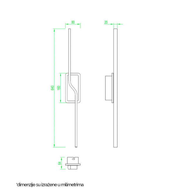 VESTA 470 zidna lampa 15W 3000K CRNA mali ali online prodavnica online prodaja internet kupovina