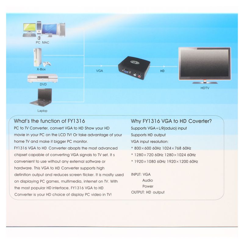 Adapter Box VGA na HDMI JWD-H1