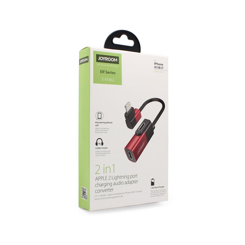 Adapter Joyroom za slusalice i punjenje iPhone lightning crveni