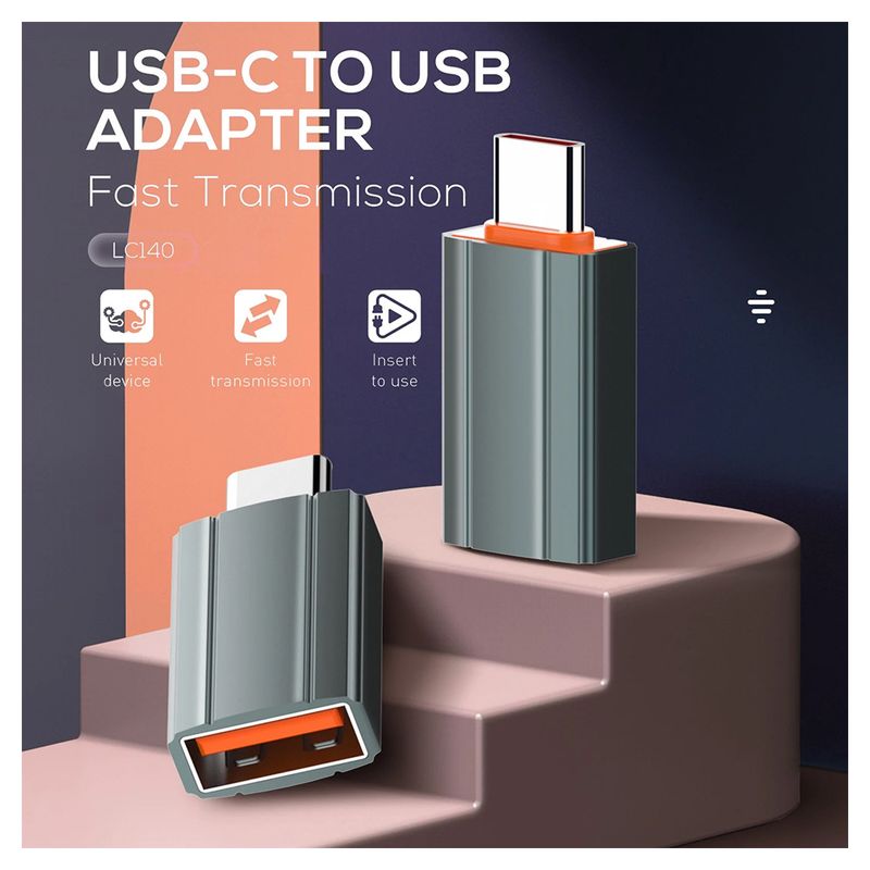 Adapter LDNIO LC140 USB na Type C sivi