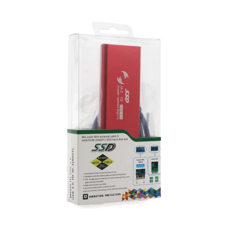 Adapter m.2 SSD na USB crveni