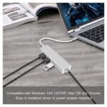 Adapter Type C na 3 USB 3.0 + RJ45 Gb JWD-T5 srebrni - Slika 7