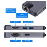 Adapter Type C na RJ45 (LAN) HDMI VGA 2xUSB 3.0 PD SD microSD 8u1 JWD-TC32 - Slika 2