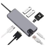 Adapter Type C na RJ45 (LAN) HDMI VGA 2xUSB 3.0 PD SD microSD 8u1 JWD-TC32