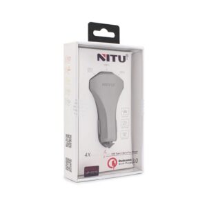 Auto punjac Nitu NT-CC15 QC 3.0 dual USB 5V 3A sivi