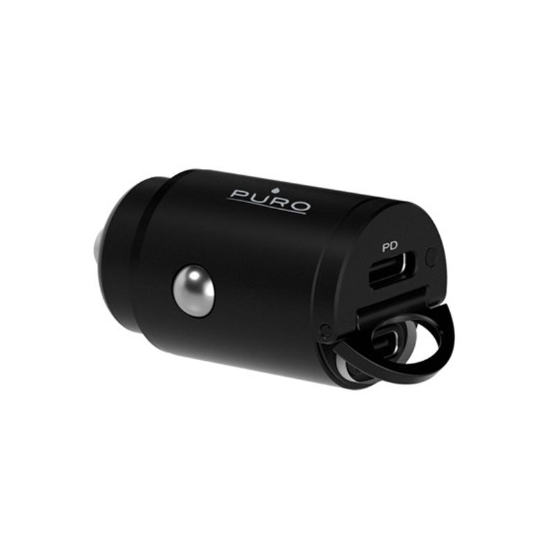 Auto Punjac Puro Mini 1USB-C+1USB-C 30W crni