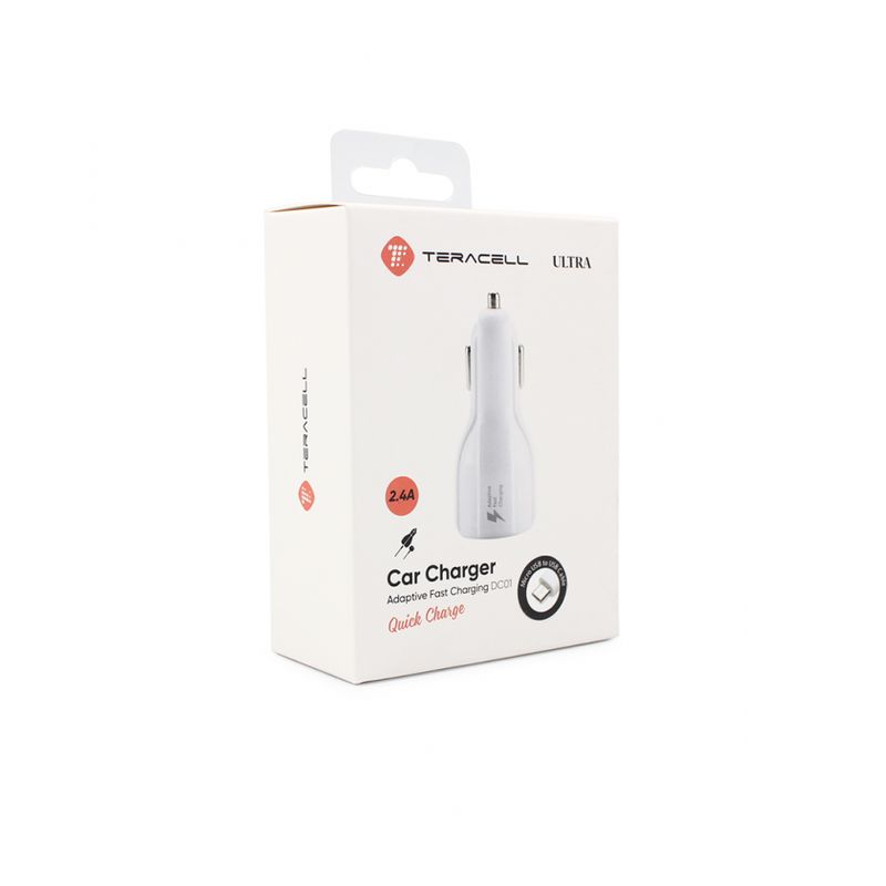 Auto punjac Teracell Ultra DC01 2.4A sa micro USB kablom beli