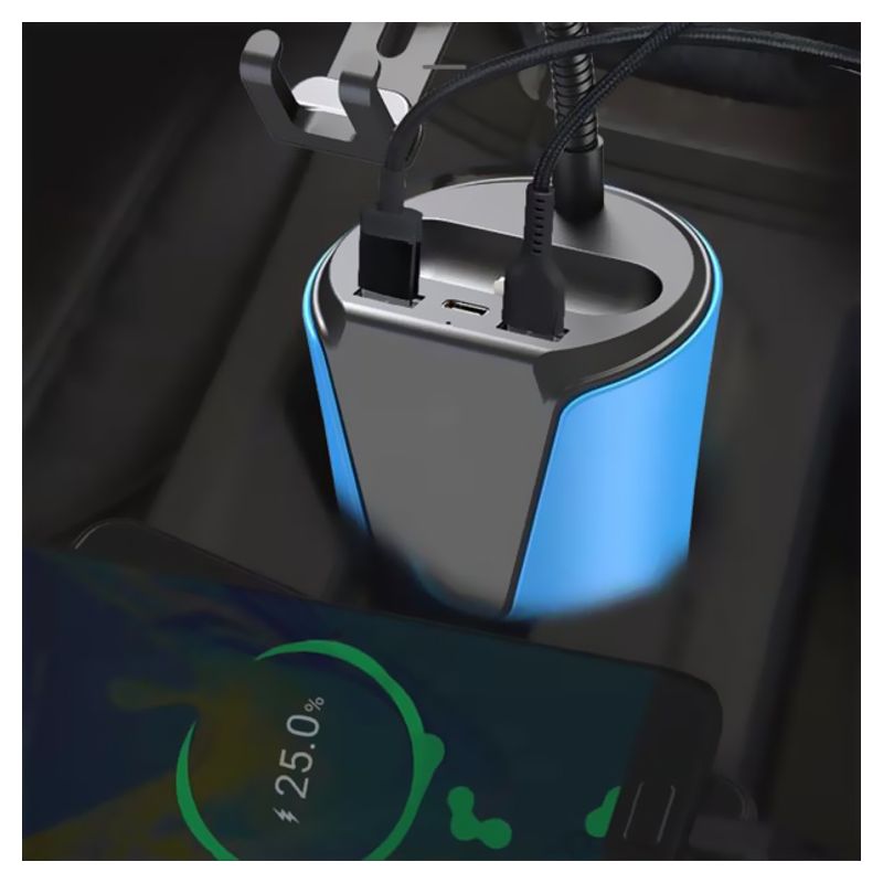Autostalak Wireless BX9, 10W Fast Charging, 2USB, Type C (PD), plavi