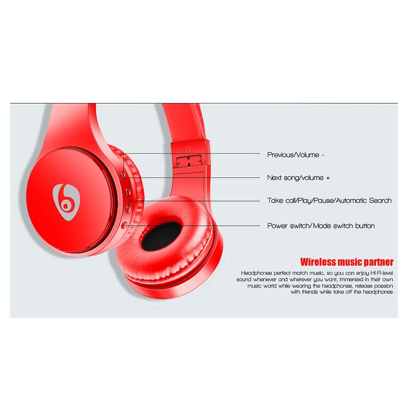 Bluetooth slusalice ETTE S55 crvene