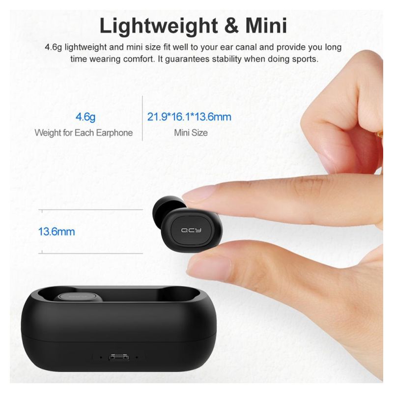 Bluetooth slusalice QCY T1C crne