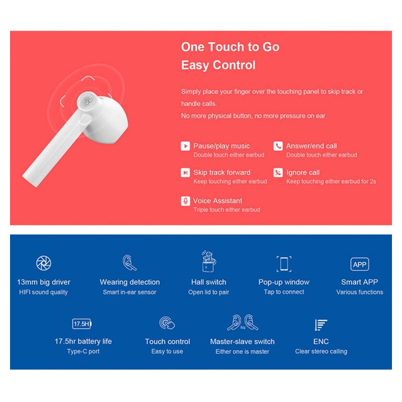 Bluetooth slusalice QCY T7 bele