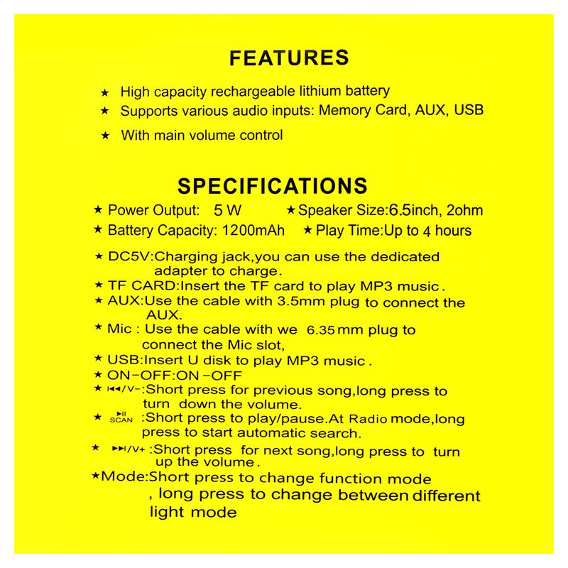 Bluetooth zvucnik HF2153 6.5" 20W
