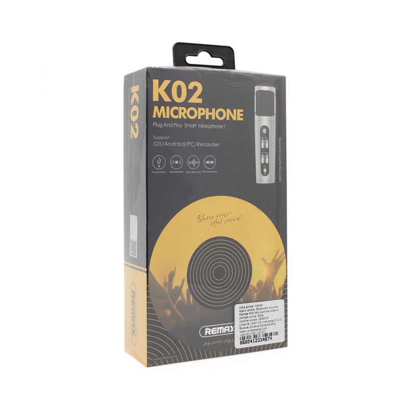 Bluetooth zvucnik REMAX K02 Microphone srebrni