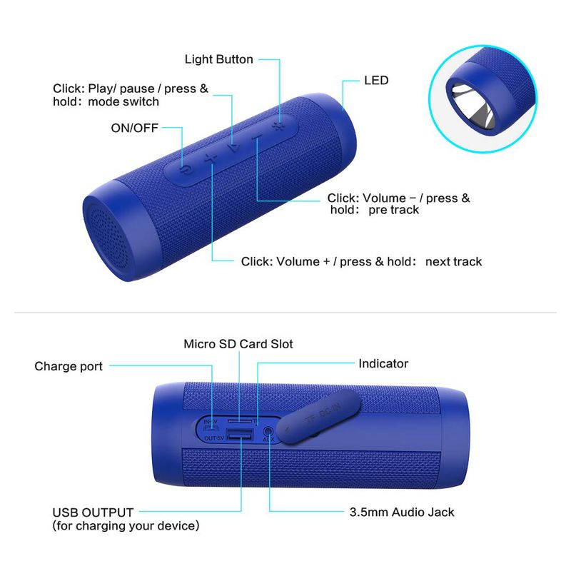 Bluetooth zvucnik S22 sa LED lampom army plavi
