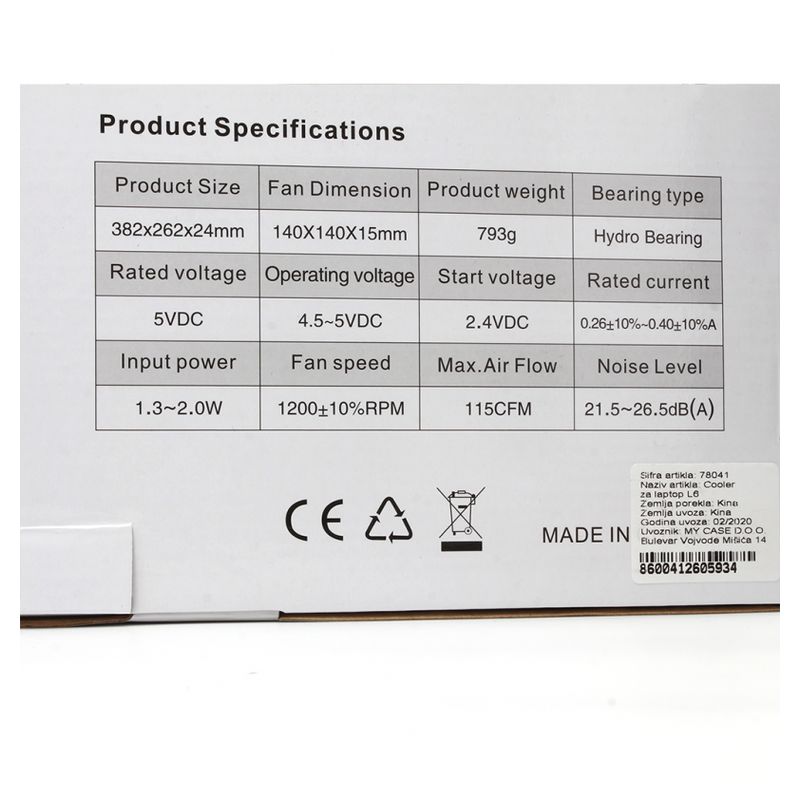 Cooler za laptop L6