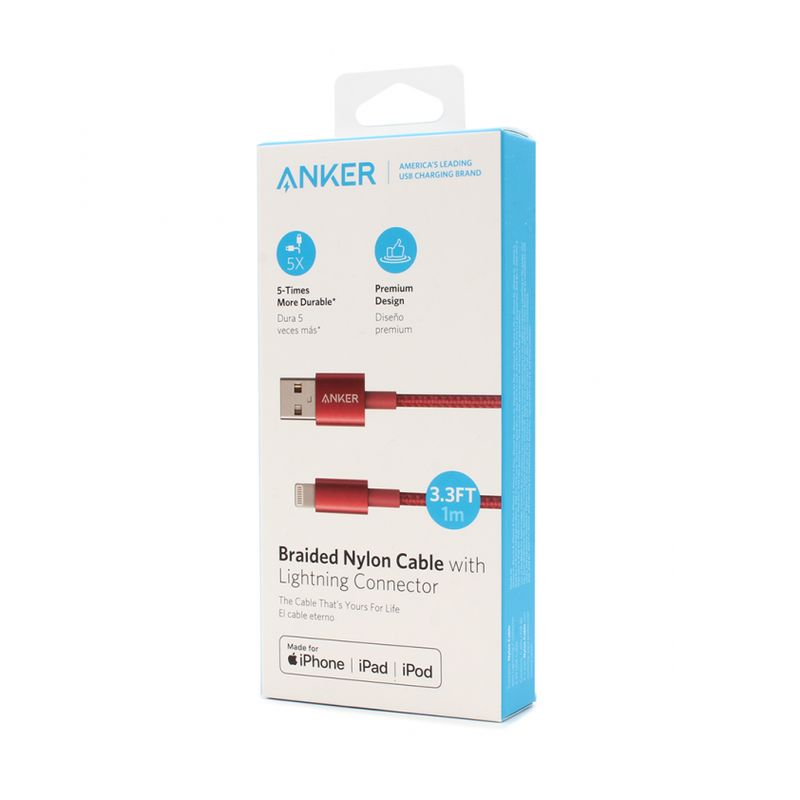 Data kabl ANKER A8152 lightning crveni 1m
