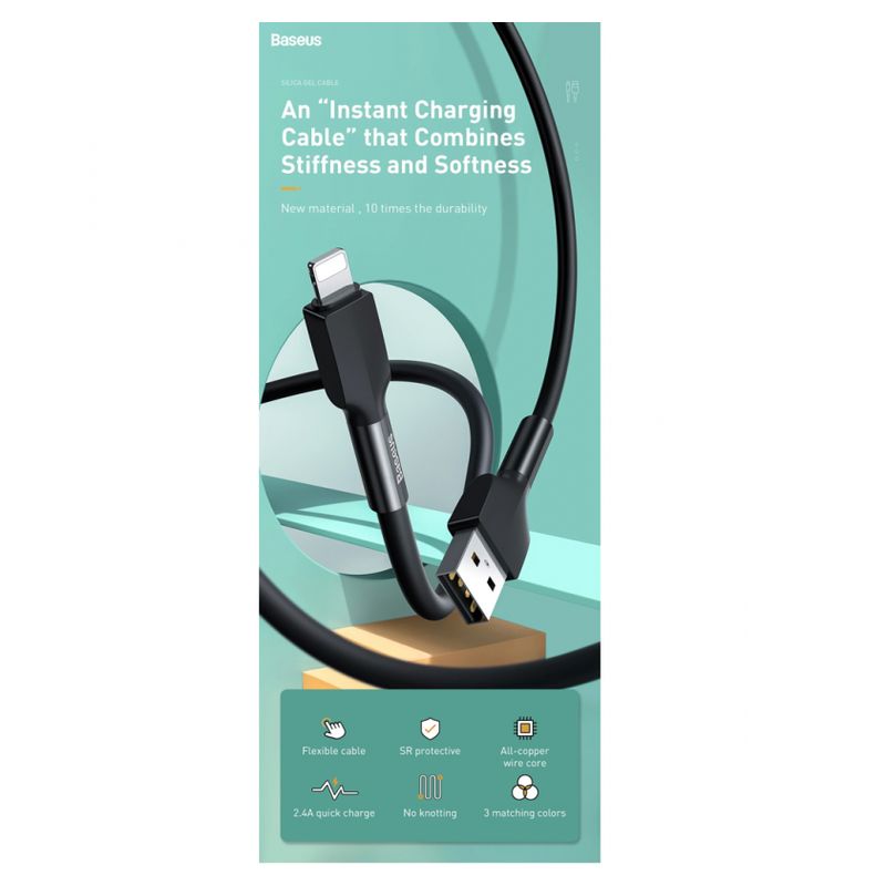 Data kabl Baseus Silica gel za iPhone crni 1m