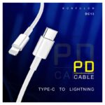 Data kabl KONFULON DC13 PD 3A Type C na iPhone lightning beli 1m - Slika 2