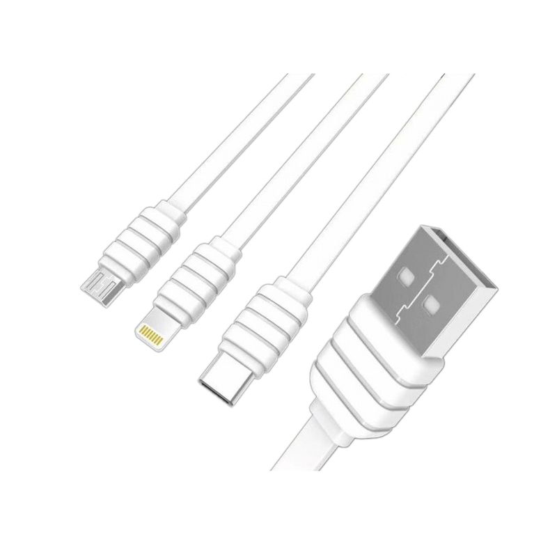 Data kabl KONFULON S55 3u1 za iPhone lightning/Micro USB/Type C beli 0.3m