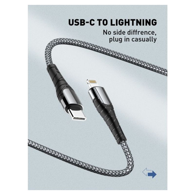 Data kabl LDNIO LC111 PD Type C na iPhone lightning 30W HQ sivi