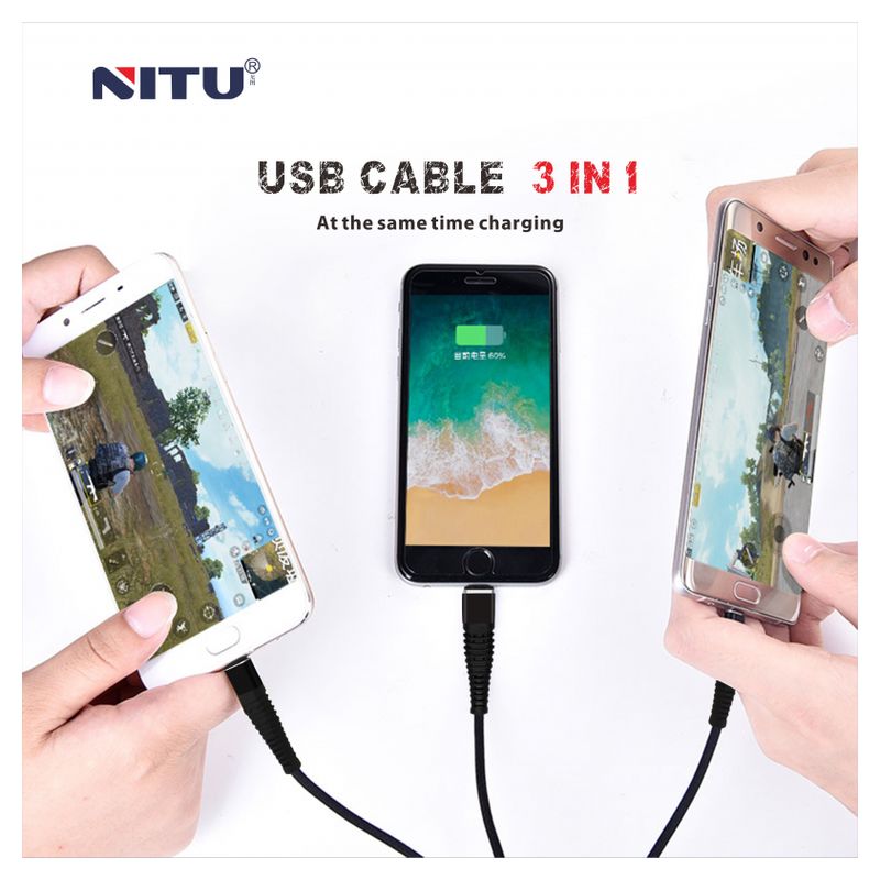 Data kabl Nitu NT-UC028 3u1 za iPhone lightning/Micro USB/Type C plavi 1m