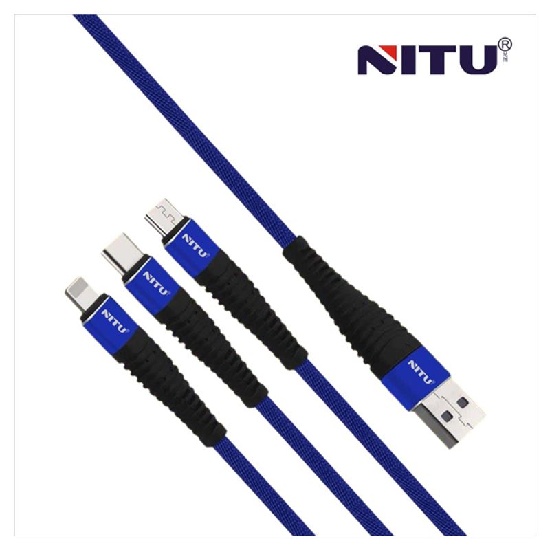 Data kabl Nitu NT-UC028 3u1 za iPhone lightning/Micro USB/Type C plavi 1m