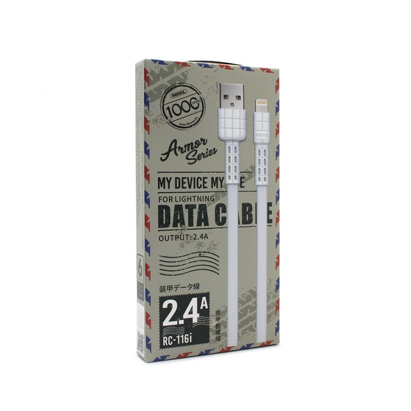Data kabl REMAX Armor RC-116i za iPhone lightning beli 1m