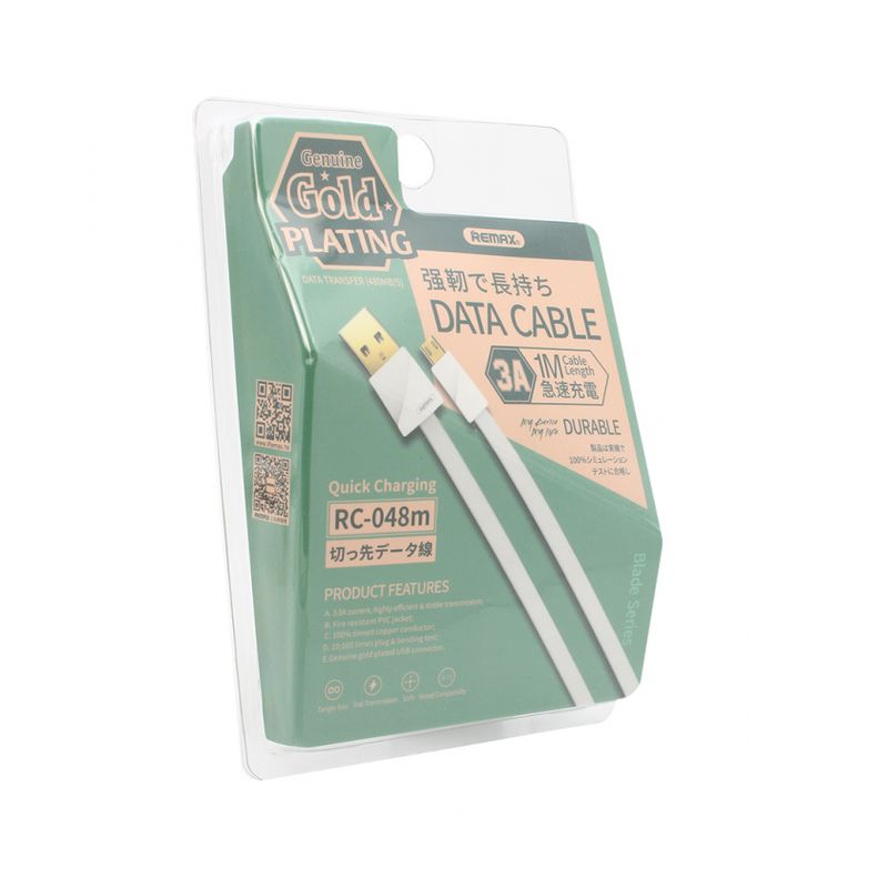 Data kabl REMAX Gold Plating QC 3A RC-048m micro USB beli 1m