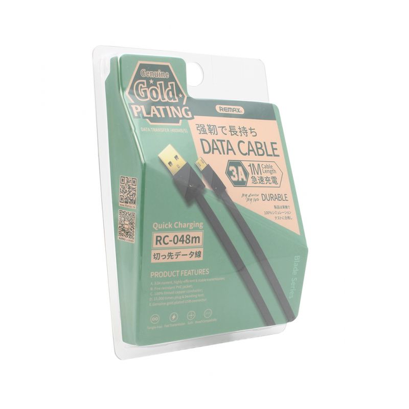 Data kabl REMAX Gold Plating QC 3A RC-048m micro USB crni 1m