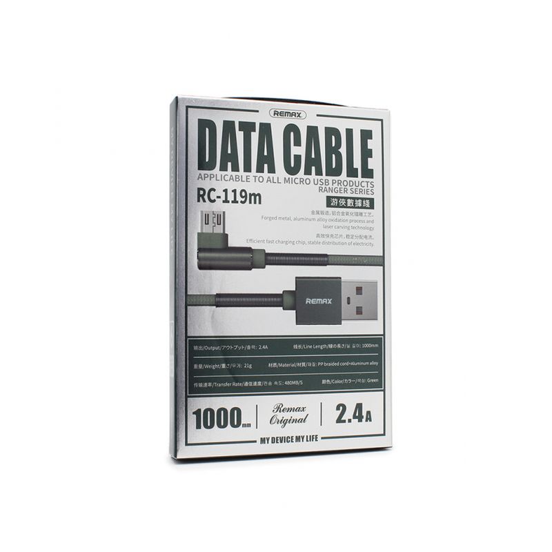 Data kabl REMAX Ranger RC-119m micro USB zeleni 1m