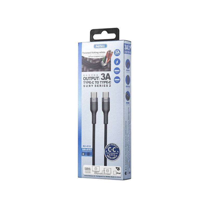 Data kabl REMAX RC-010 PD Type C 3A crni 1m