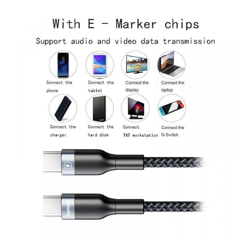 Data kabl REMAX RC-010 PD Type C 3A crni 1m