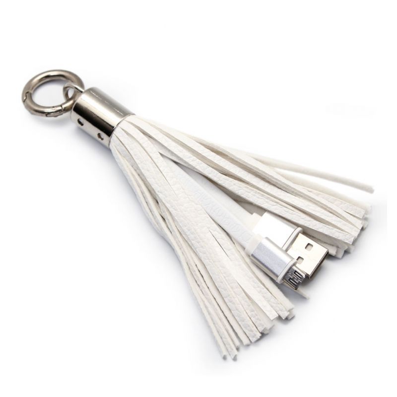 Data kabl sa priveskom micro USB beli
