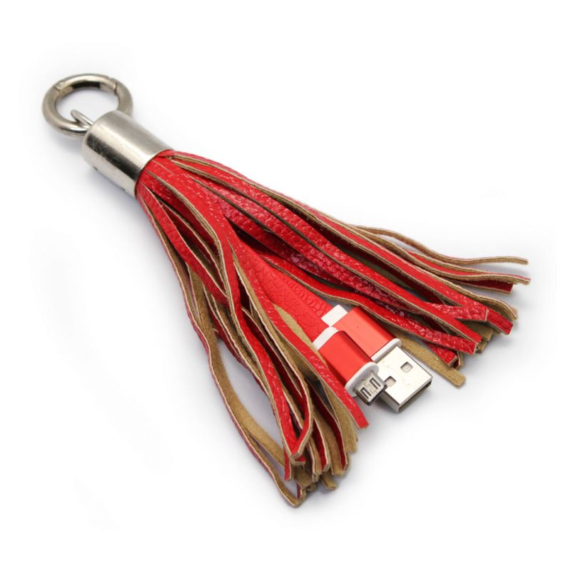 Data kabl sa priveskom micro USB crveni