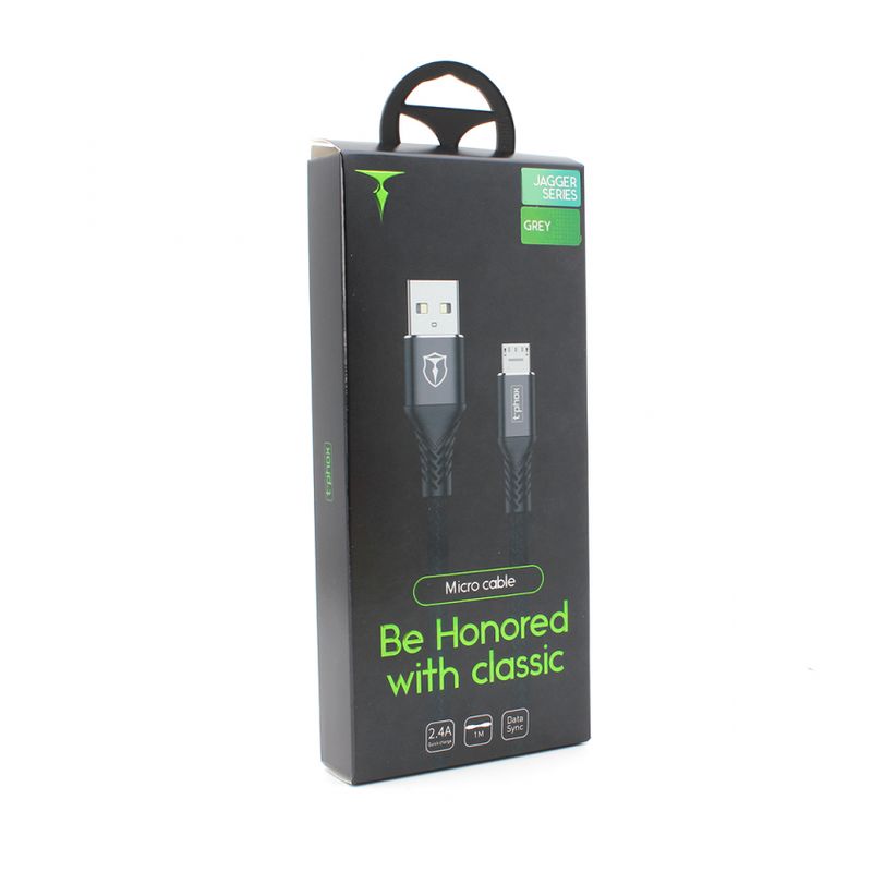 Data kabl T-phox Jagger T-M814 Micro USB 2.4A sivi 1m