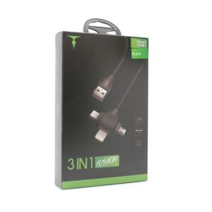 Data kabl T-phox T-F805 Snake za iPhone lightning/Micro USB/Type C 2.4A crni 1.2m