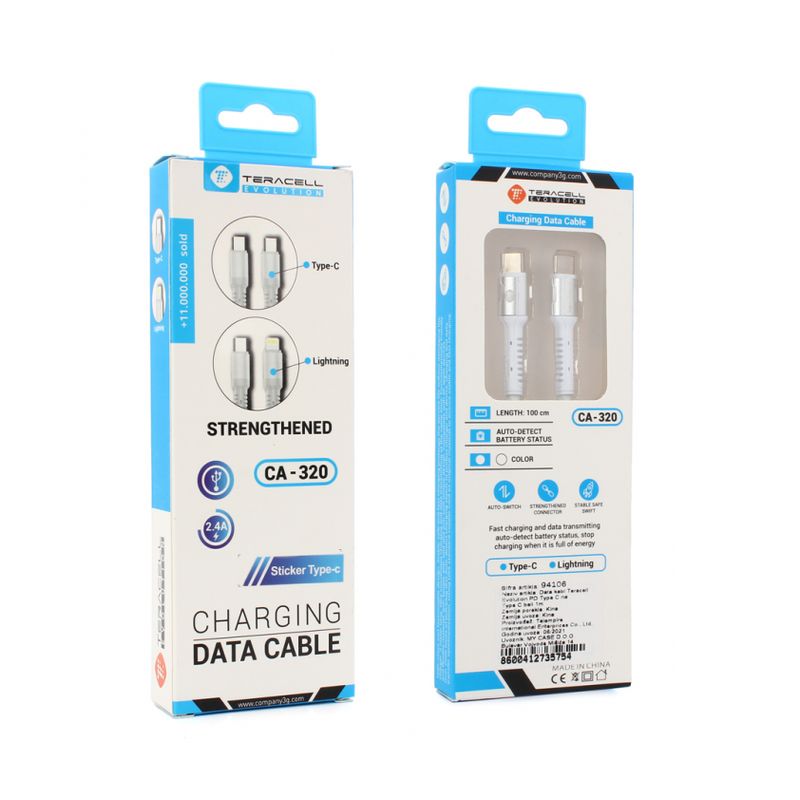 Data kabl Teracell Evolution PD Type C na Type C beli 1m