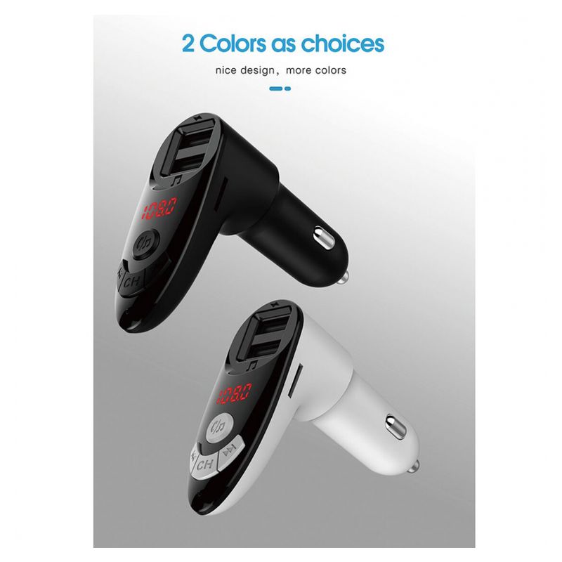 FM transmiter C8 USB TF Bluetooth 5.0 12-24V handsfree LE crni