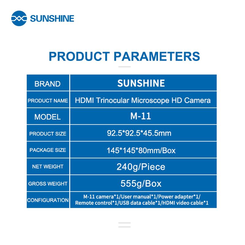 HD Kamera za mikroskop Sunshine M-11 HDMI 2K@30FPS 1080P@60FPS