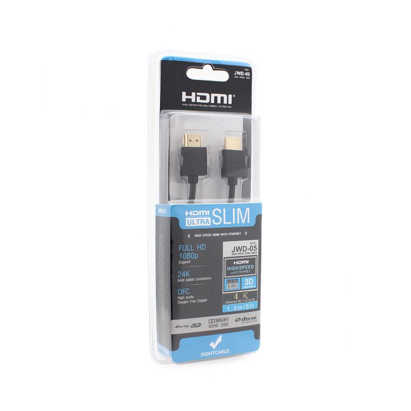 Kabl 1.4V HDMI slim bakarni 1.5m JWD-05