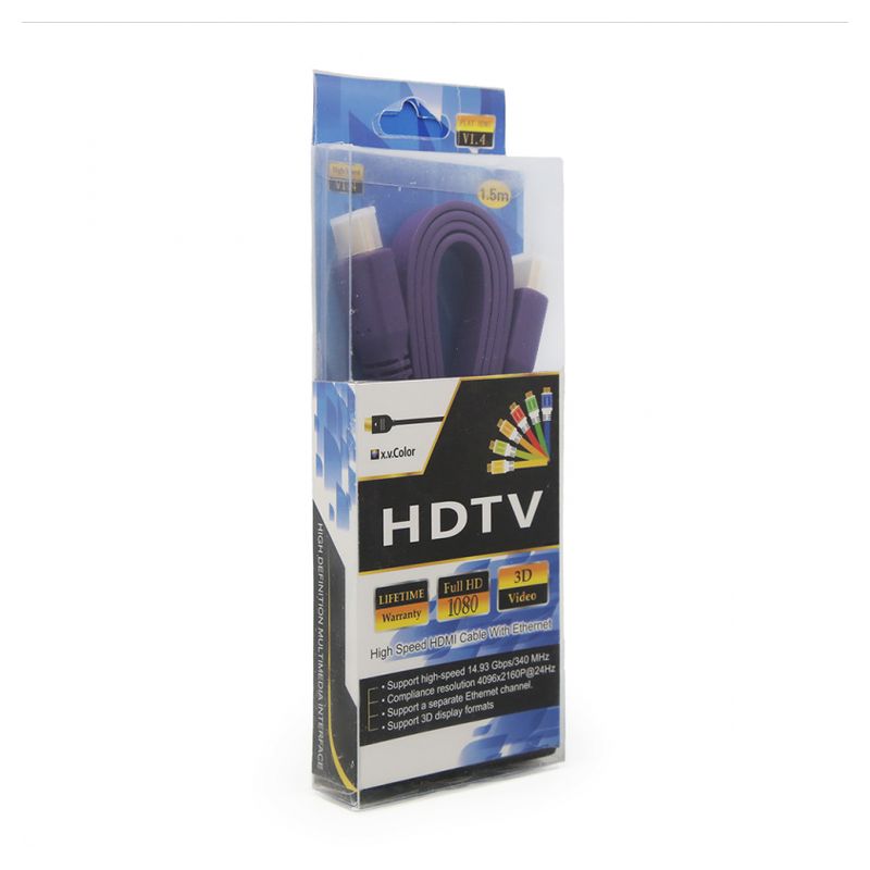 Kabl Flet HDMI na HDMI 1.5m ljubicasti
