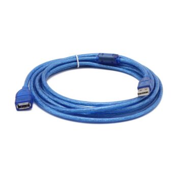 Kabl USB A/F transparent plavi 3m