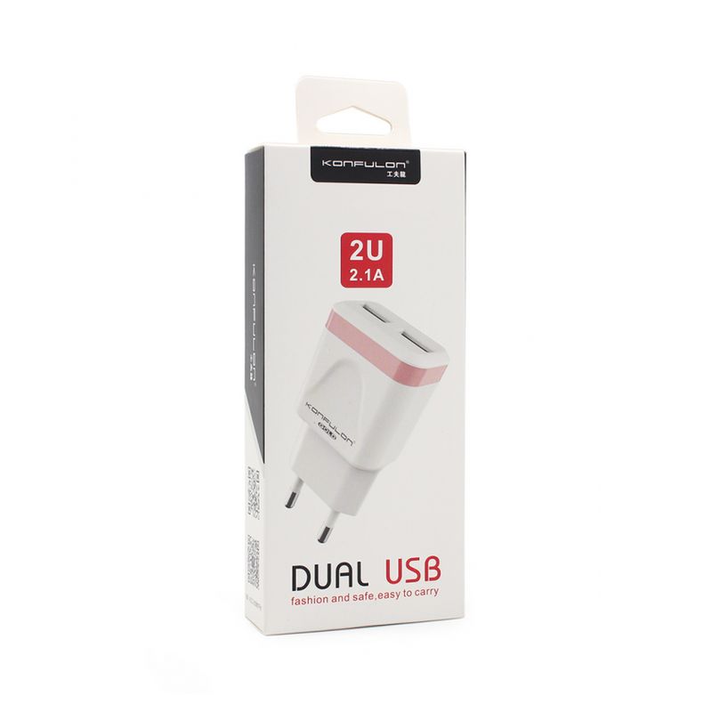 Kucni punjac KONFULON C31+S05 2xUSB 5V 2.1A sa iPhone lightning kablom beli