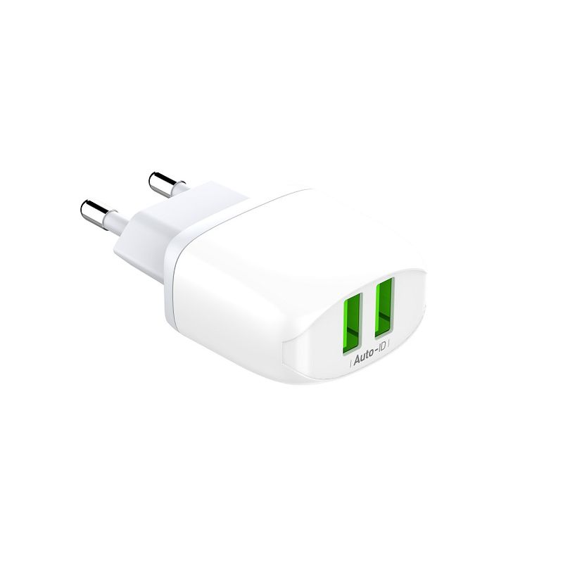 Kucni punjac LDNIO A2219 2xUSB 5V 2.4A 12W sa iPhone lightning kablom beli