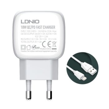 Kucni punjac LDNIO A2313Q PD + QC3.0 sa iPhone lightning kablom